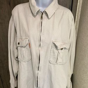 Vintage Men’s Bugle Boy Cream Zip Down Corduroy Jacket Size XL